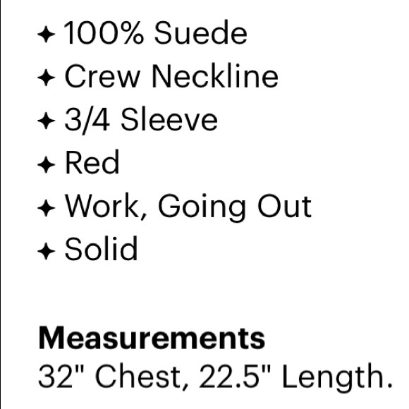 St. John Red 100% Suede Leather Blouse size 10 - Picture 3 of 3